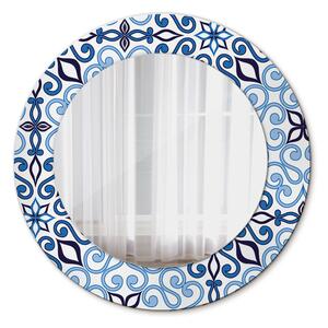 Specchio tondo con decoro Pattern arabo blu fi 50 cm