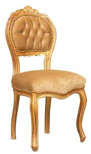 Sedia poltroncina stile francese Luigi XVI in legno massello di faggio finitura oro