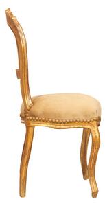 Sedia poltroncina stile francese Luigi XVI in legno massello di faggio finitura oro