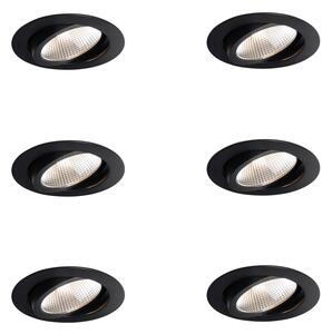 Set di 6 faretti da incasso neri 9,5 cm con LED 1300 lm dimmerabili IP23 - Gaius