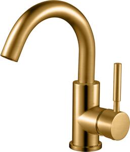 Aloni Ensy Miscelatore per lavabo a leva singola con bocca orientabile, finitura oro spazzolato