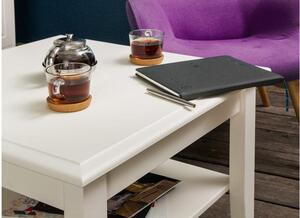 Tavolino da caffè shabby chic legno massello di pino bianco