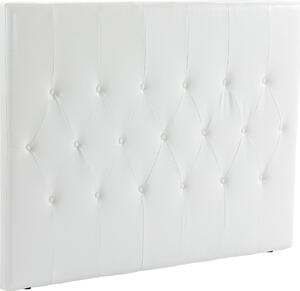 DecHome Testiera Letto Matrimoniale Imbottita con Design a Bottoni in Pelle PU e MDF 160x7x120 cm colore Bianco