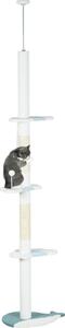 AllMyPets Tiragraffi per Gatti a Soffitto con Palo Regolabile da 225-255 cm Pallina e Piattaforme colore Bianco - R523WT