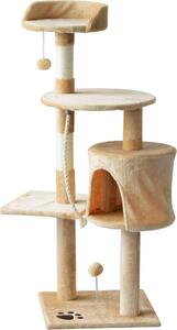 AllMyPets Tiragraffi per Gatti Albero Tiragraffi a 4 Livelli con Giocattoli Beige 40x40x114cm - D30167