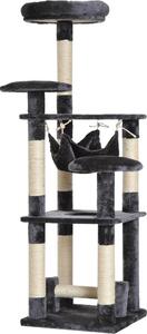 AllMyPets Tiragraffi per Gatti Albero Tiragraffi a 4 Livelli in Peluche Sisal Naturale Grigio 40x40x132cm - D30D01