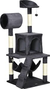 AllMyPets Tiragraffi per Gatti Albero Tiragraffi Casetta per Gatti Amaca Letto Tunnel e Pallina 48x48 x125 cm Grigio - D73AMPCG