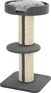 AllMyPets Tiragraffi per Gatti Albero Tiragraffi con Cuccia, Cuscino, Rivestimento Peluche e Pali in Corda Sisal 45x45x81 cm colore Grigio - D30D65GY