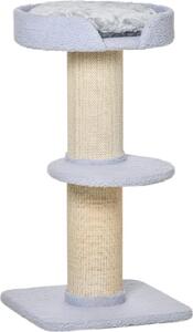 AllMyPets Tiragraffi per Gatti Albero Tiragraffi con Cuccia, Cuscino, Rivestimento Peluche e Pali in Corda Sisal 45x45x91 cm colore Blu - 69LB-D30