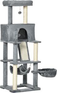 AllMyPets Tiragraffi per Gatti Albero Tiragraffi con Pali in Sisal Casetta Lettino e Amache 48x48x140cm Grigio - 566V00GY-D30