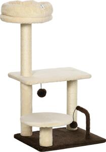 AllMyPets Tiragraffi per Gatti Albero Tiragraffi con Palo in Sisal Posatoio e Palline da Gioco in Truciolato e Peluche 44x38x74 cm