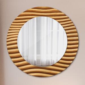Specchio tondo con decoro Onda di legno fi 50 cm