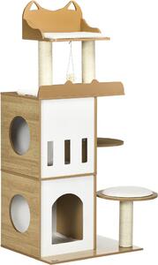 AllMyPets Tiragraffi per Gatti Albero Tiragraffi in MDF 2 Casette e Pallina da Gioco 60x48x133 cm - D72AMPAK
