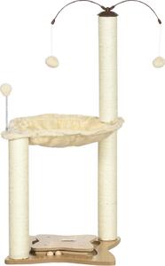 AllMyPets Tiragraffi per Gatti Albero Tiragraffi max 5kg con Amaca Palline da Gioco e Pali in Sisal 53.5x53.5x90 cm Beige - 586V00BG-D30