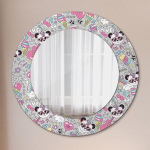 Specchio rotondo stampato Panda unicorn fi 50 cm