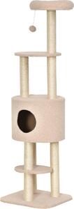 AllMyPets Tiragraffi per Gatti Albero Tiragraffi Robusto con 5 Livelli, Cuccia, Casetta, Giochi e Corda Sisal Max 30kg colore Beige - D30D71BG