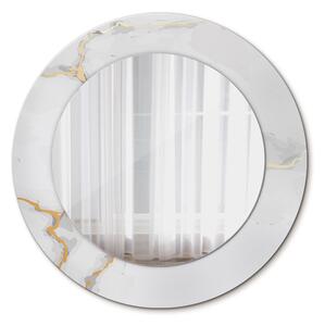 Specchio rotondo stampato Marmo dorato bianco fi 50 cm