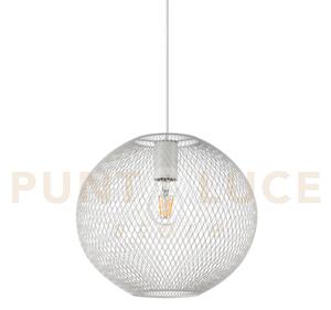 Net sospensione in rete metallica 1 luce attacco e27 29,5cm bianca