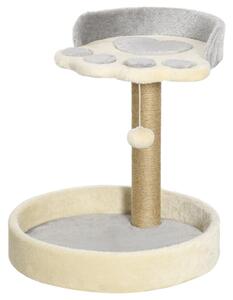 AllMyPets Tiragraffi per Gatti da 5kg max con Lettino e Pallina da Gioco in Truciolato, Peluche e Corda di Juta 41x41x44 cm colore Grigio/Beige - D