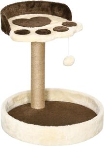 AllMyPets Tiragraffi per Gatti da 5kg max con Lettino e Pallina da Gioco in Truciolato, Peluche e Corda di Juta 41x41x44 cm colore Marrone - 00BN-D30