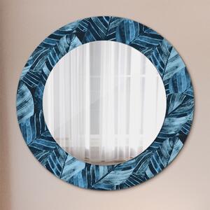Specchio rotondo cornice con stampa Foglie della giungla fi 50 cm
