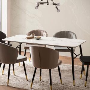 WOHNLING Tavolo da pranzo 120x60x76 cm Tavolo da pranzo bianco effetto marmo Tavolo da cucina moderno piccolo Tavolo da pranzo rettangolare Tavolo da pranzo con gambe in metallo