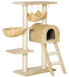 AllMyPets Tiragraffi per Gatti Multilivello con Amaca e Casetta Corde in Sisal Naturale 5530100cm - 064V01D30