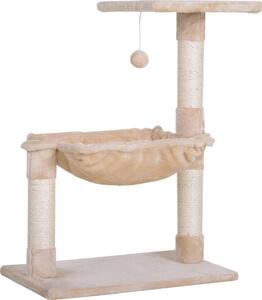 AllMyPets Tiragraffi per Gatti Multilivello con Amaca e Pallina in Legno e Peluche 50x36x70 cm colore Beige - DHD3003