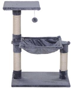 AllMyPets Tiragraffi per Gatti Multilivello con Amaca e Pallina in Legno e Peluche 50x36x70 cm colore Grigio - GY-D3LY