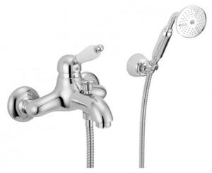Miscelatore per vasca da bagno in stile vintage con set doccetta manuale, finitura cromata