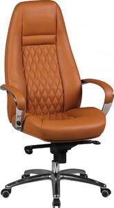 Sedia da ufficio Amstyle AUSTIN in vera pelle caramello sedia da scrivania 120KG sedia executive schienale alto con poggiatesta X-XL h; SPM1.299
