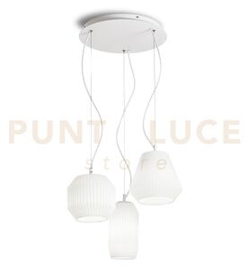 Origami lampadario a sospensione 3 luci attacco e27 in vetro bianco
