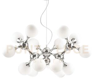 Nodi lampadario sospenso in metallo e vetro bianco finitura cromo 1