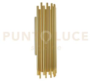 Pan applique a parete in metallo oro doppia emissione 2 luci attacc