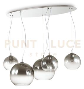 Nemo sospensione 5 luci attacco e27 107cm in vetro soffiato cromo s