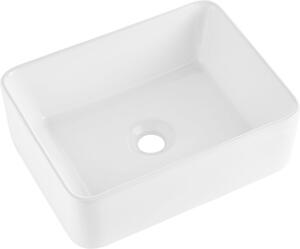 Lavabo moderno in Vetroceramica - Lavabo da appoggio per il bagno - Bianco 406x305x133mm - Design elegante - Facile da pulire - Finitura di alta qualità