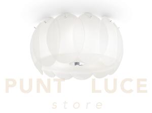 Ovalino lampadario da soffitto bianco in vetro 5 luci attacco e27