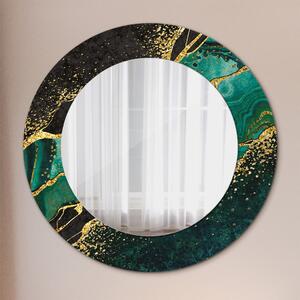 Specchio rotondo cornice con stampa Verde marmo fi 50 cm