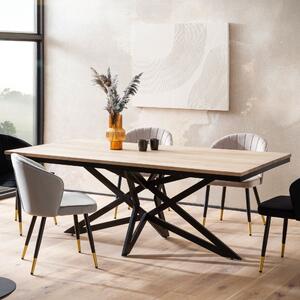 WOHNLING Tavolo da pranzo 200x100x77 cm Legno massello di acacia Tavolo da pranzo in metallo Tavolo da cucina industriale con base a stella Tavolo in legno Grande tavolo da pranzo Sala da pranzo