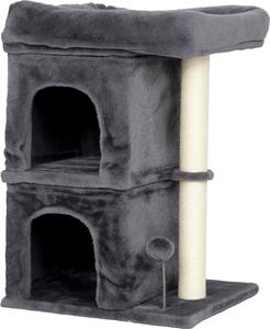 AllMyPets Torre Tiragraffi per Gatti Fino a 7 kg con 2 Casette e Lettino, Palo in Sisal e Rivestimento Peluche colore Grigio Scuro - R539CG