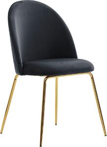 Set di 2 sedie da pranzo con schienale e braccioli in nero con rivestimento in velluto e gambe in metallo Design ML