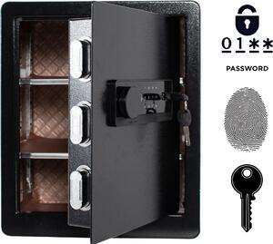Cassaforte domestica blindata biometrica con impronta digitale 45x38x32 cm Nero