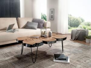 Tavolino Wohnling in acacia 115 x 70 x 40 cm in legno massiccio a forma di tronco d'albero; WL1.510