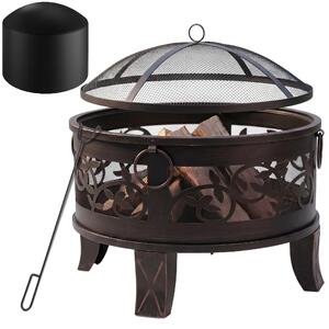 Gardebruk Braciere Rotondo Ø 67cm Acciaio Parascintille Attizzatoio Bracieri da Esterno Giardino