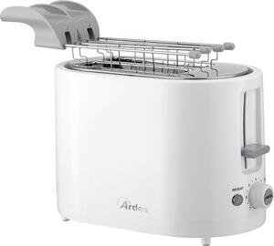 Ardes Tostapane 2 Fette Potenza 700W con 7 Livelli di Tostatura e Pinze in Acciaio colore Bianco - ARTOAST01