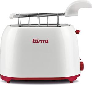 Girmi Tostapane 2 Fette Potenza 750 Watt 6 Livelli di Cottura Funzione scongelamento e Fondo raccoglibriciole colore Rosso / Bianco - TP1001