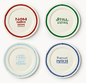 Set di 4 piatti piani in porcellana con motivo decorativo Tutti
