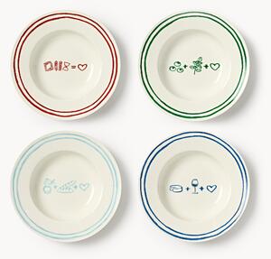 Set di 4 piatti per pasta in porcellana con motivo decorativo Tutti