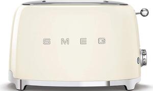 Smeg Tostapane 2 Fette Potenza 950 Watt 6 livelli di cottura Funzione scongelamento Fondo raccoglibriciole colore Crema - TSF01CREU Estetica Anni '50