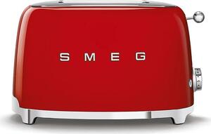 Smeg Tostapane 2 Fette Potenza 950 Watt 6 livelli di cottura Funzione scongelamento Fondo raccoglibriciole colore Rosso - TSF01RDEU Estetica Anni '50
